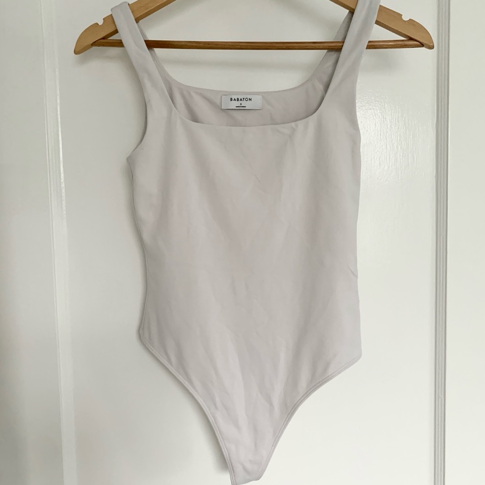 Babaton off-white square neck bodysuit tank S
